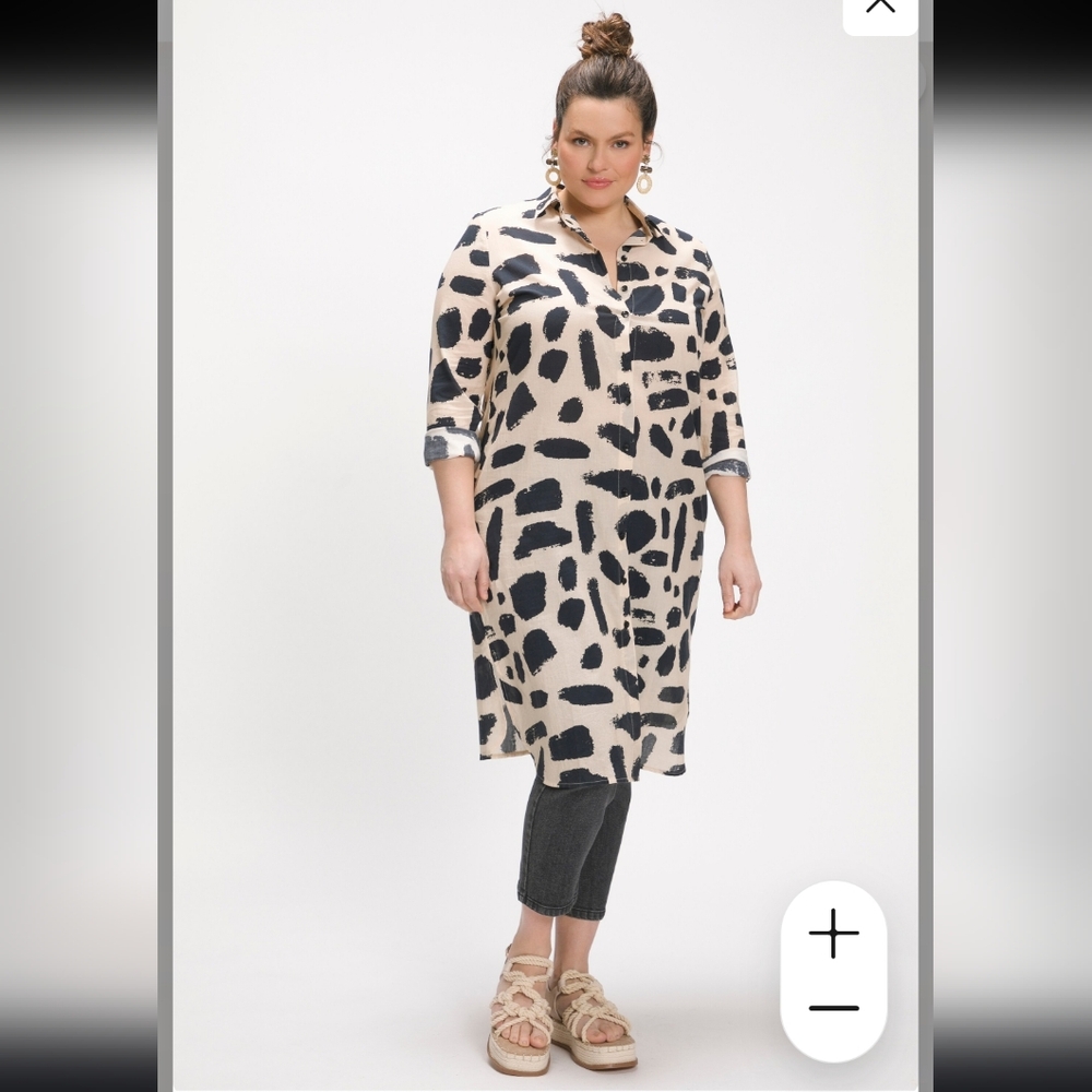 ✨️HOST PICK✨️ 100% Cotton Abstract Print Button Down Dress by Ulla Popken - Picture 13 of 15